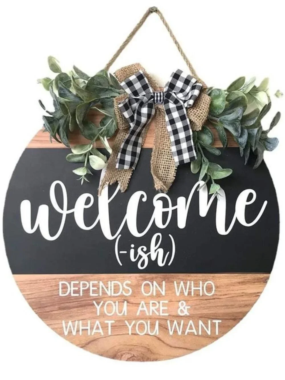 Welcome Door Sign Round Welcome Sign for Front Door Welcome Wreath